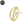 F136 titanium golden double layer nose ring with sparkling CZ stones and 10mm inner diameter - Gold - Double Layer Zirconia - Inner Diameter 10mm (G23NRS618-G1210085)