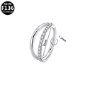 Silver ASTM F136 titanium double hoop clicker ring with zircons 1.2x8mm size - Silver - Double Layer Zirconia - Inner Diameter 8mm (G23NRS618-S1208075)