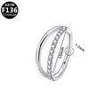 ASTM F136 titanium double hoop ring with sparkling crystals for septum or ear piercing - Silver - Double Layer Zirconia - Inner Diameter 10mm (G23NRS618-S1210081)
