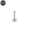 Flat back ASTM F136 titanium labret stud post with internal threading for piercings - Silver Style (G23TI318-S1008008)
