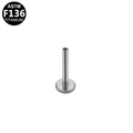 Macro detail of ASTM F136 titanium labret post with smooth flat base and internal thread - Silver Style (G23TI318-S1208007)