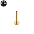 Poste de labret de titanio ASTM F136 con rosca interna sobre fondo blanco - Estilo Dorado (G23TI318-G1006011)
