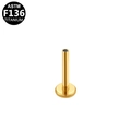 ASTM F136 titanium labret post with internal thread and smooth flat base in gold - Gold Style (G23TI318-G1008011)