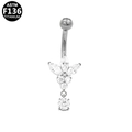 Detalle de piercing de ombligo de titanio con mariposa de circón y colgante móvil - Racimo de Flores con Colgante (Plateado) (G23BRI687-S1610185)