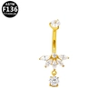 Piercing de ombligo en titanio F136 dorado con colgante de mariposa y circón - Estilo de Racimo de Flores (Dorado) (G23BRI666-G1610196)