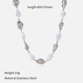 Detail of stainless steel irregular metal beads and baroque pearls on a 45cm gold necklace - Baroque Patchwork Artificial Pearl Necklace (2)