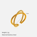 18k gold plated double layer open ring made of durable stainless steel with rope detail - Twisted Rope Double Layer Open Style (YHWM-R251211)