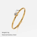 Minimalist gold stainless steel ring featuring a 3mm sparkling zircon stone inlay - Size 6 (52mm) / Gold-April White