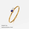 Minimalist gold stainless steel ring featuring a 3mm round blue gemstone setting - Size 6 (52mm) / Gold - September Royal Blue