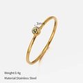 Gold stainless steel ring featuring a 3mm yellow crystal stone in a minimalist design - Size 6 (52mm) / Gold - November Light Yellow