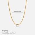 Collier maille serpent dorée 1mm en acier inoxydable avec extension réglable de 420mm - 1mm Largeur-42+8cm Longueur / Or