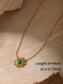 Detail of adjustable gold stainless steel necklace with green malachite sun pendant - Malachite Sun Necklace (LC40007)