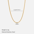 Collier chaîne serpent dorée en acier inoxydable 2mm avec extension de 50mm incluse - 2mm Largeur-38+5cm Longueur / Or