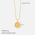 Macro detail of 18k gold plated stainless steel coin necklace with cross relief design - Gold Vintage Coin Cross (YHTSN-2501103)