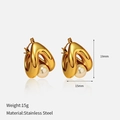 Détail de boucles d'oreilles en acier doré avec dimensions 19mm par 15mm et poids de 15g - Style Perle Irrégulière en U (YHTSE-2501318)