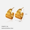 Détail de boucles d'oreilles créoles en acier poli avec gravure d'étoile et cristaux - Design Étoile Ajourée (YHTSE-2501386)