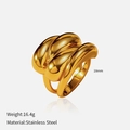 Détails de la bague en acier poli indiquant un poids de 16,4g et un diamètre de 18mm - US 7 / Style de Superposition de Vagues Audacieuses (YHTSR-2501192)
