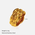 Détails de la bague tressée en acier doré avec poids de 11,6g et diamètre intérieur de 18mm - US 7 / Style Corde Tressée/Torsadée (YHTSR-2501212)