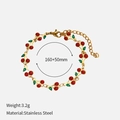 Detail van kersenarmband met 18k goudlaag, gewicht 3,2g en lengte 160mm - Rood