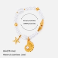 Detail view of 10.2g stainless steel pearl bracelet with starfish and seashell charms - Starfish Shell Artificial Pearl Bracelet (10)