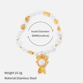 Detail of stainless steel pearl bracelet with a gold fish pendant and stone inlay - Sunburst Pendant Artificial Pearl Bracelet (12)