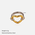 Close-up of dual-tone heart knot ring with dimensions and weight specifications - US 7 / Heart Wrapped Knot Style (YHTSR-250320)