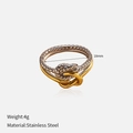 Macro detail of knot design stainless steel ring with dimensions and weight info - US 7 / Bicolor Twist Knot Style (YHTSR-250322)