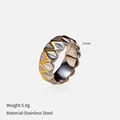 Detail of 18k gold plated stainless steel wave ring with two-tone silver and gold finish - Geometric Wave Style (YHTSR-250309)