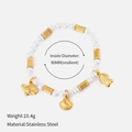 Detailed view of elastic pearl bracelet with gold sea animal charms and size specs - Marine Creature Pendant Artificial Pearl Bracelet (15)