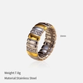 Detail of 16mm gold and silver stainless steel ring with weight 7.8g and inset crystals - Segmented Crystal Style (YHTSR-250312)