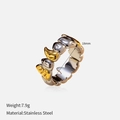 Detailed view of bicolor 18k gold wave ring with 18mm diameter and 7.9g weight specs - Organic Wave Style (YHTSR-250313)