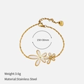 Détail du bracelet marguerite avec pétales blancs et chaîne en acier inoxydable de 150mm - Bracelet Fleur Blanche (YHCP-B250401) / Or 18 carats
