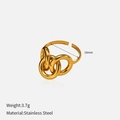 Detail view of 3.7g golden stainless steel intertwined ring with 18mm diameter - Three-ring Interwoven Style (YHCP-R250407) / Adjustable Open