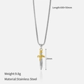 Two-tone gold and silver dagger pendant on stainless steel square pearl chain - Gold and Silver Sword Pendant (YHTSN-2501144)