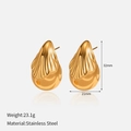 Especificaciones detalladas de los pendientes de gota en acero inoxidable pulido - Estilo de Gota de Agua Esférica con Textura de Vieira (YHTSE-2501761)