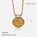 Vue détaillée du pendentif croix en acier inoxydable doré avec cristaux et chaîne torsadée - Style Croix (YHTSN-250511)