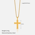 Golden stainless steel cross necklace with braided texture on a twisted rope chain - Gold Woven Texture Cross (YHTSN-2501145)