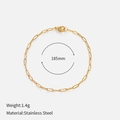 Dettaglio del bracciale a graffetta in acciaio inossidabile placcato oro 18K da 185mm - Bracciale a Catena Paperclip Oro (185mm)