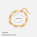 Detailweergave van de gouden klaverarmband van roestvrij staal met karabijnsluiting en verlenging - Dikke Rechthoekige Ketting Twist Touw Stijl (CHHC20061)