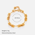 Detail van gouden klaverarmband met karabijnsluiting en verstelbare verlengketting - Golf Lange Ring Bal Stijl (CHHC20094)