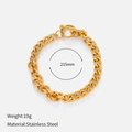 Detail van de 18K goudvergulde roestvrijstalen schakelarmband met OT-toggle sluiting - Toggle Sluiting Dikke Ketting Stijl (CHHC20169)