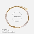 Baroque pearl and stainless steel necklace with 400mm length and 55mm extension chain - Baroque Artificial Pearl Necklace (6) / Gold