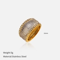 Detailed view of bicolor 18k gold plated ring with paved zircons and hammered silver texture - US 6 / Two-Tone Hammered Texture Style (YHTSR-250604)