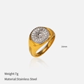 Detail of two-tone stainless steel ring with sunburst relief and 18k gold plating - US 6 / Two-Tone Sunburst Star Relief Style (YHTSR-250609)