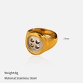 Detail of creative button-shaped ring in dual-tone 18k gold and silver stainless steel - US 6 / Two-Tone Button Shape Style (YHTSR-250612)