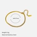 Detail view of gold stainless steel link chain with dimensions 140+57mm and 5.6g weight - Stitched Claw Set Zirconia Style (YHTSB-250701)