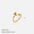 Détail de la bague ajustable en acier inoxydable doré 18k avec diamètre de 17mm - Lettre Y (YHTSR-250710)