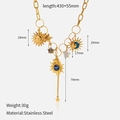 Détails de la chaîne en acier doré 18K avec pendentifs soleil lune et étoiles - Thème Céleste (CH1288)