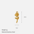 Detaillierter 18k vergoldeter Rosenanhänger aus Edelstahl mit Maßen von 24mm mal 9mm - Rosenblüten-Stil (CH1402)
