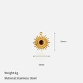 Detail von vergoldetem Edelstahl-Sonnenschliff-Anhänger mit braunem Edelstein-Zentrum - Sonne Eingelegter Edelsteinstil (CH1404)
